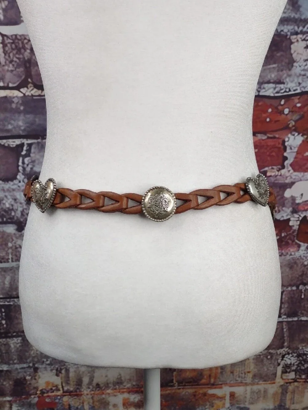 Brighton Linked Leather Belt with Silver Conchos